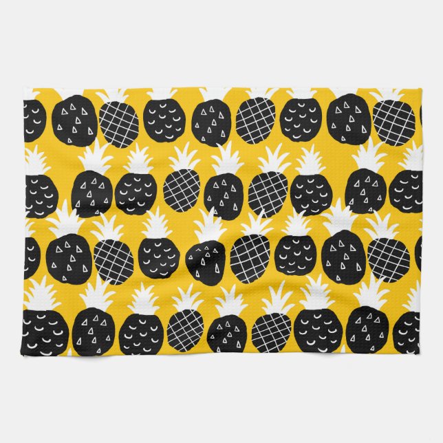 Black pineapples tea towel (Horizontal)