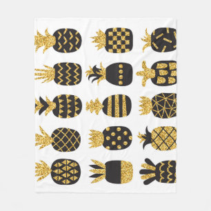 Black Pineapples: Unique Textured Set Fleece Blanket