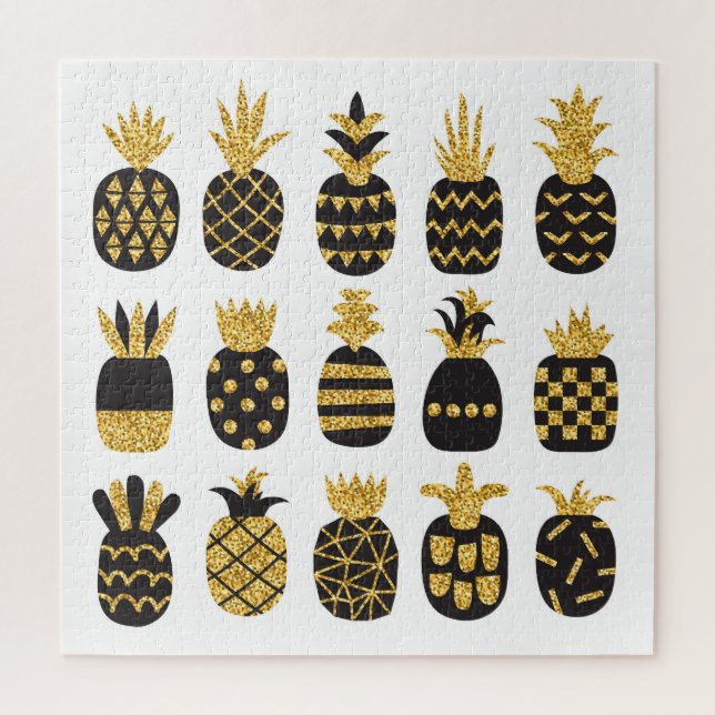 Black Pineapples: Unique Textured Set Jigsaw Puzzle (Vertical)