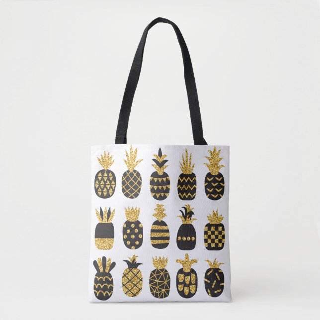 Black Pineapples: Unique Textured Set Tote Bag (Front)