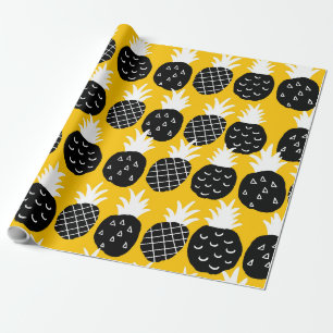 Black pineapples wrapping paper