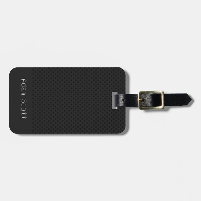 Black Pinhole Carbon Fibre Graphite Polymer Luggage Tag (Front Horizontal)
