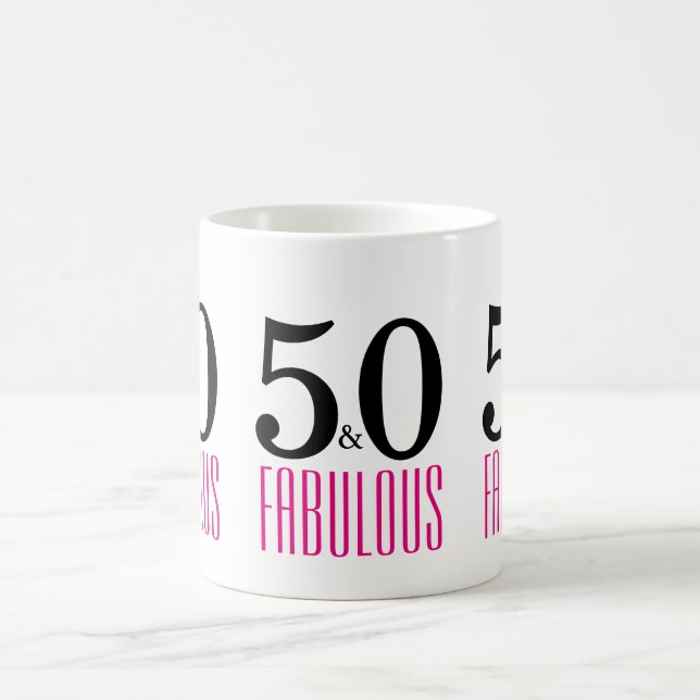 Black Pink 50 and Fabulous 50th Birthday Coffee Mug (Center)