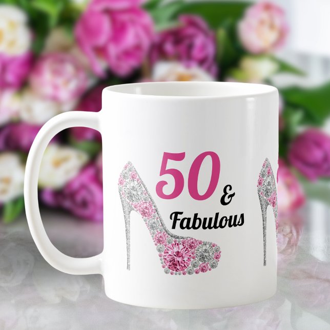 Black Pink 50 and Fabulous Birthday Party Coffee Mug (Creator Uploaded)