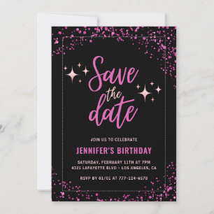 Black Pink 51st birthday invitation Save the date 