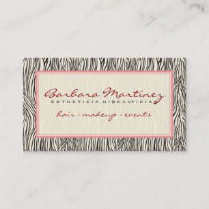 Black Pink And Beige Animal Print Zebra Pattern Business Card