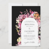 Black, Pink and Blush Watercolor Abstract flower