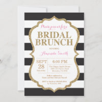 Black Pink and Gold Bridal Brunch Invitation