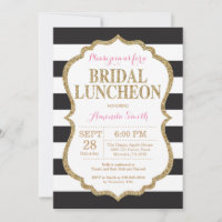 Black Pink and Gold Bridal Luncheon Invitation
