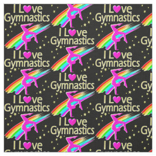 BLACK, PINK AND GOLD I LOVE GYMNASTICS FABRIC