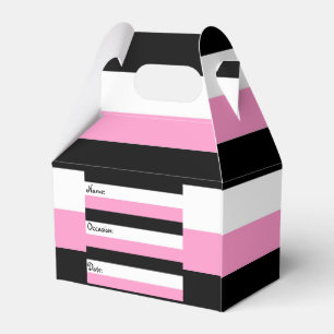 Black, Pink and White Stripes Favour Box