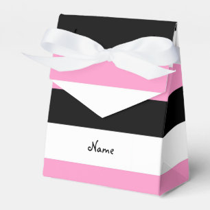 Black, Pink and White Stripes Favour Box