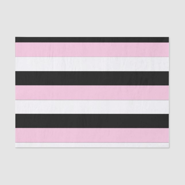 Black, Pink and White Stripes tissue paper (Front)