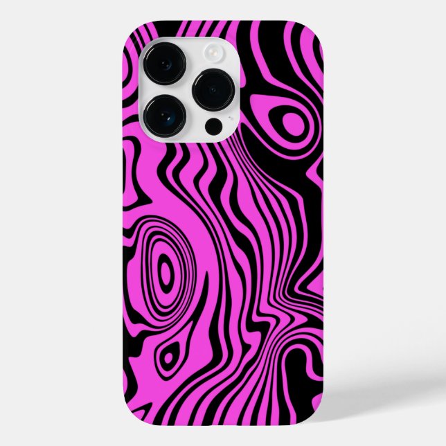 Black Pink Art Waves iPhone Case - Choose Colour (Back)