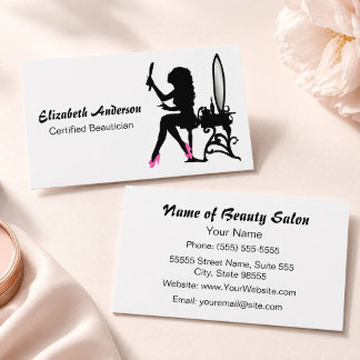 Black Pink Beautician Salon Business Card