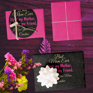 Black Pink Best Mum Ever Chic Modern Mothers Day Wrapping Paper Sheet