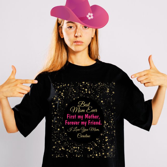 Black Pink Best Mum Ever Modern Mothers Day Kids T-Shirt (Creator Uploaded)