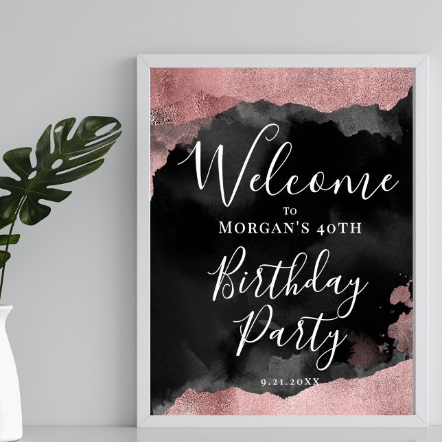 Black Pink Birthday Party Welcome Poster (Black Pink Birthday Party Welcome Poster)