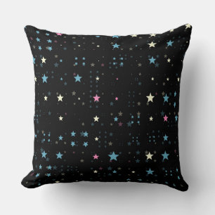 black, pink, blue and white stars cushion