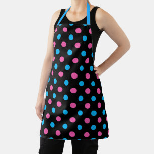 Black Pink Blue Polka Dot Pattern Apron