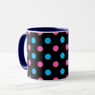 Black Pink Blue Polka Dot Pattern Mug
