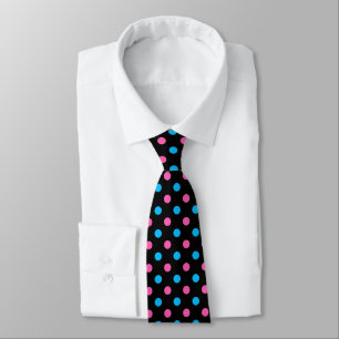 Black Pink Blue Polka Dot Pattern Tie