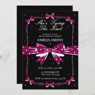 black pink Bows She's Tying the Knot Bridal Shower Invitation