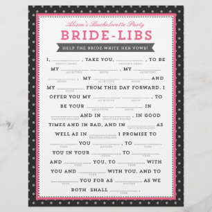 Black & Pink Bride Libs Game