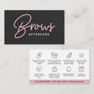 Black Pink Brows Aftercare PMU Brow Instructions B Business Card