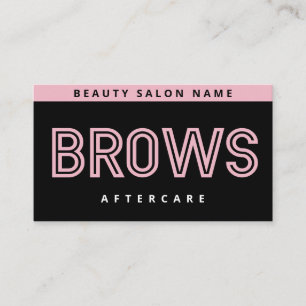 Black Pink Brows Aftercare PMU Brow Instructions B Business Card