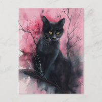 Black Pink Cat Abstract Surreal Portrait Painting