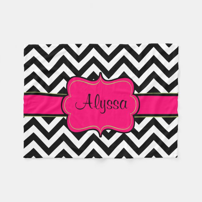 Black Pink Chevron Monogram Blanket (Front (Horizontal))