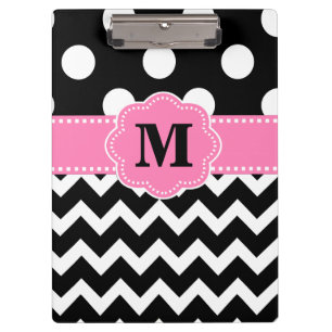 Black Pink Chevron Monogram Clipboard