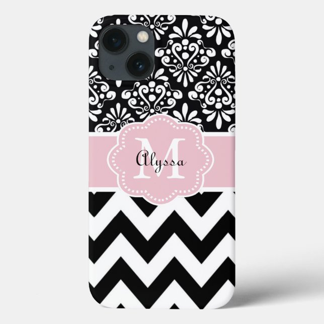 Black Pink Chevron Personalised Case-Mate iPhone Case (Back)