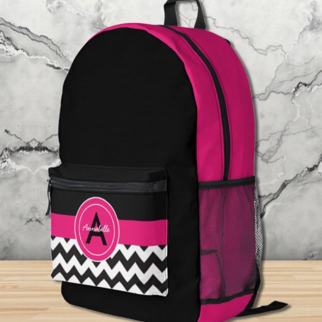 Black Pink Chevron Printed Backpack (Creator Uploaded)