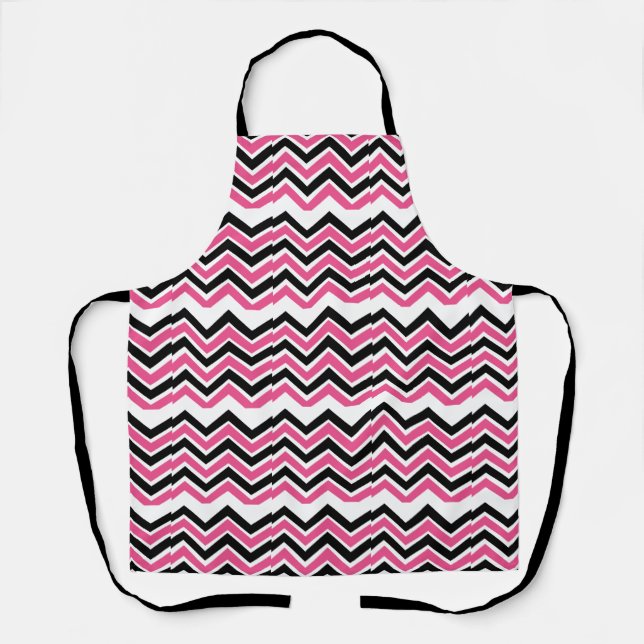 Black Pink Chevron Stripe  Apron (Front)