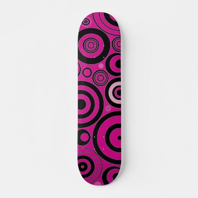 Black & Pink Circles Skateboard (Front)