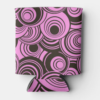 Black Pink Concentric Circles Pattern Can Cooler