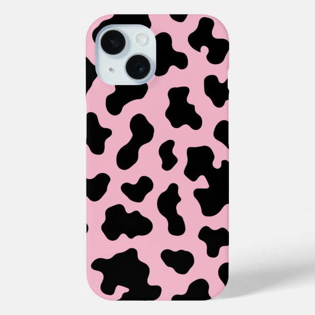 Black & Pink Cow Cowhide Print  Case-Mate iPhone Case (Back)