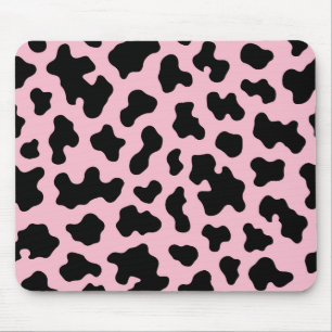 Black & Pink Cow Cowhide Print  Mouse Pad