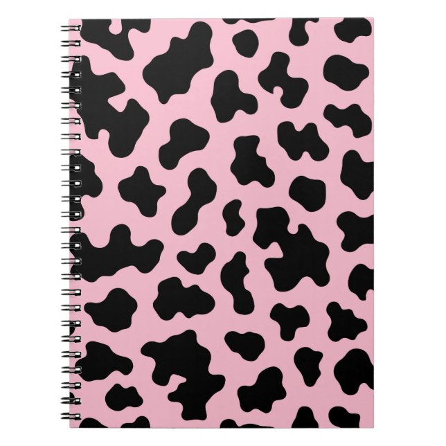Black & Pink Cow Cowhide Print  Notebook (Front)
