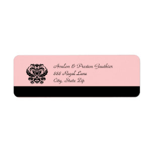 Black & Pink Crest Masquerade Mask Address Label Return Address Label