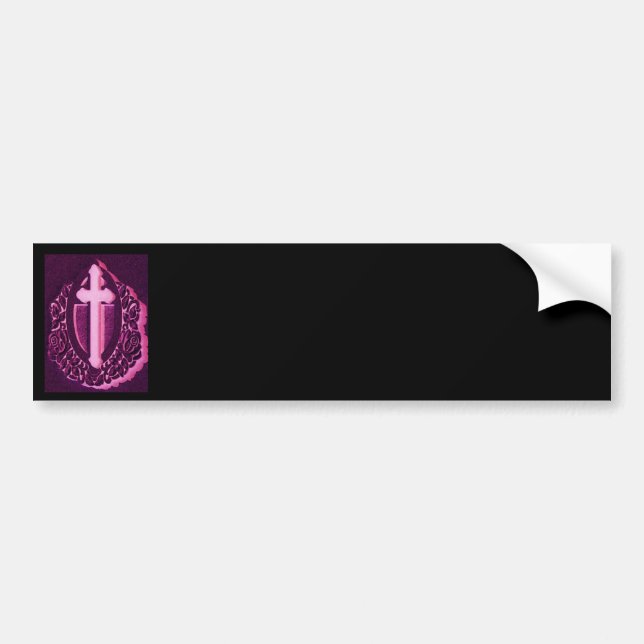 Black & Pink Cross Bumper Sticker, Easy to Design Sticker (Front)