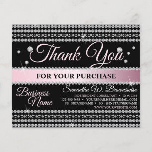 Black Pink Diamond Calligraphy Jewellery Thank You Flyer