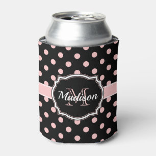 Black & Pink Dots Can Cooler