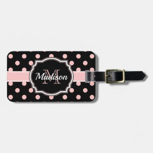 Black & Pink Dots Luggage Tag