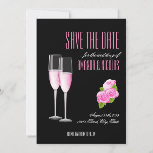  Black pink elegant modern Save The Date Wedding  Invitation