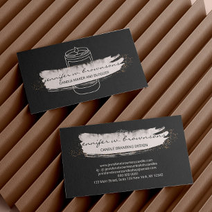 Black Pink elegant simple soy candle Business Card