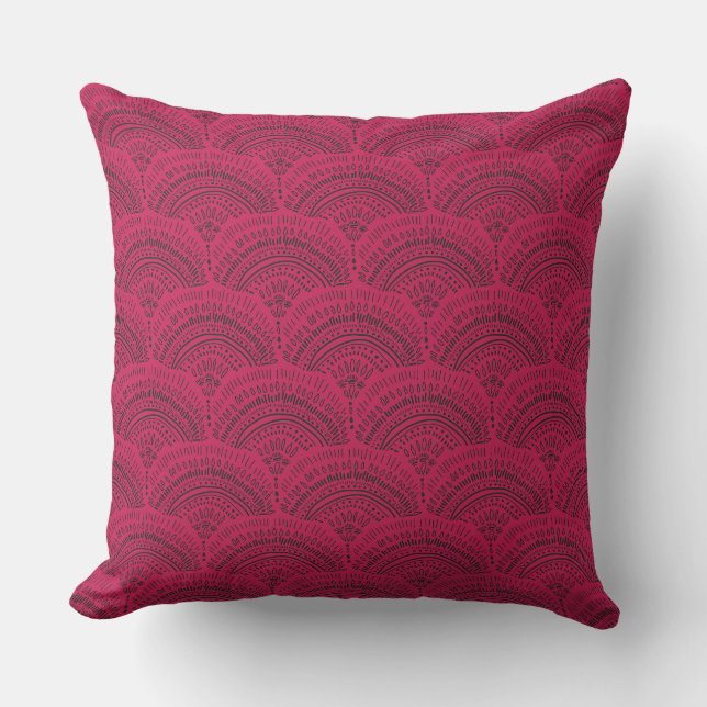 Black pink ethnic African traditional pattern Cushion (Front)