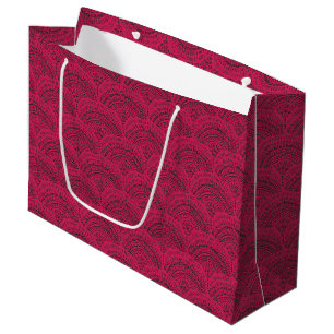 Black pink ethnic African traditional pattern Large Gift Bag